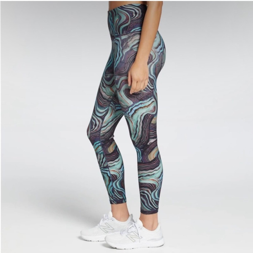 $78 calia core essentials geode green blue 7/8 leggings terrain print sz small